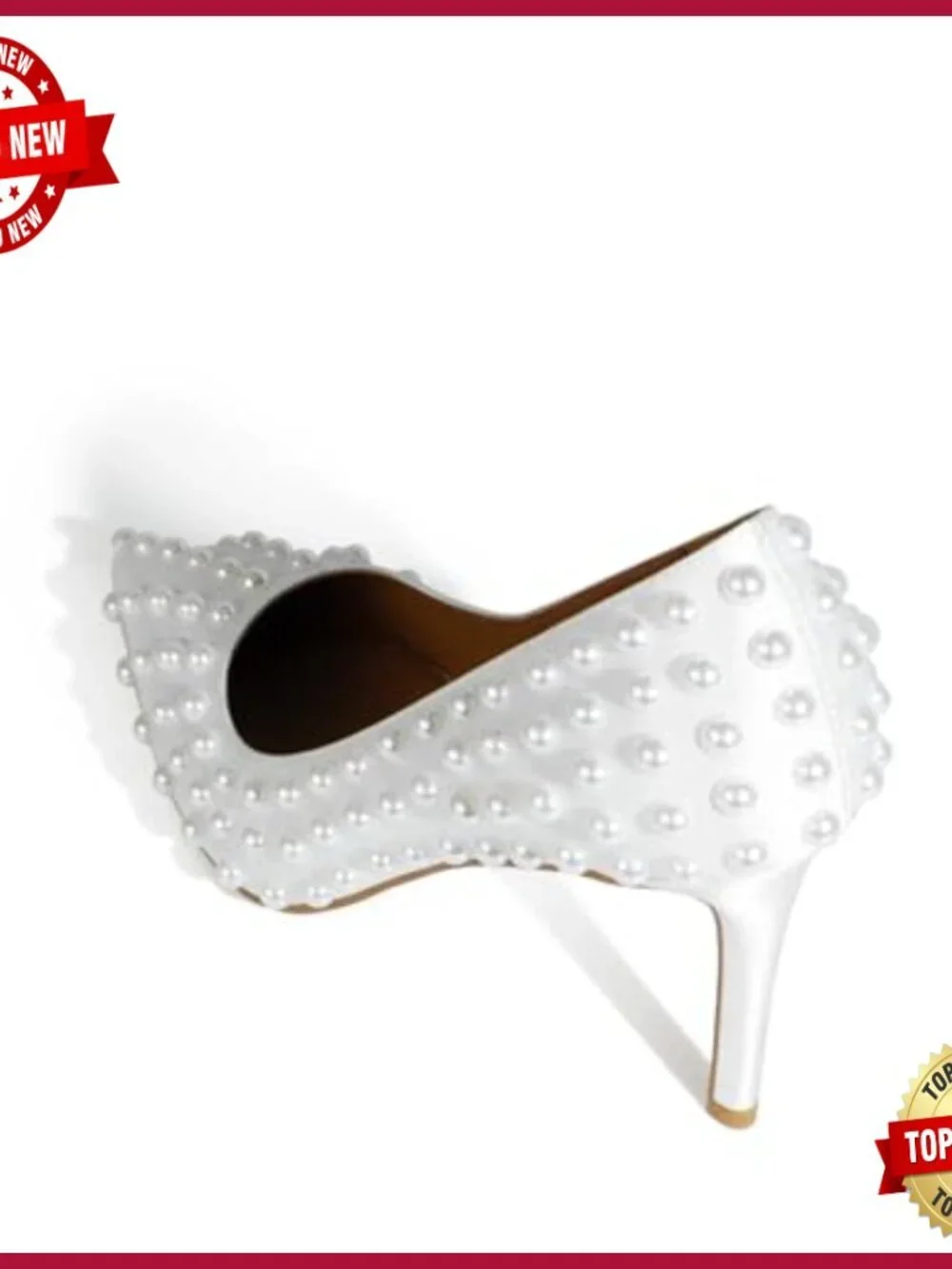 Stiletto Heel Pumps Pearl Studded Satin Slip-On Shoes Size 5-12